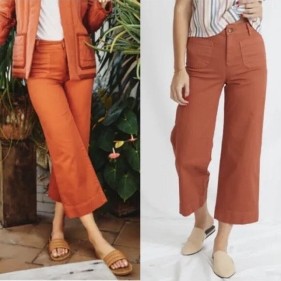 NWT MARINE LAYER Baked Apple Wide Leg BRIDGET High Rise Cropped/Ankle Jeans - Picture 1 of 10